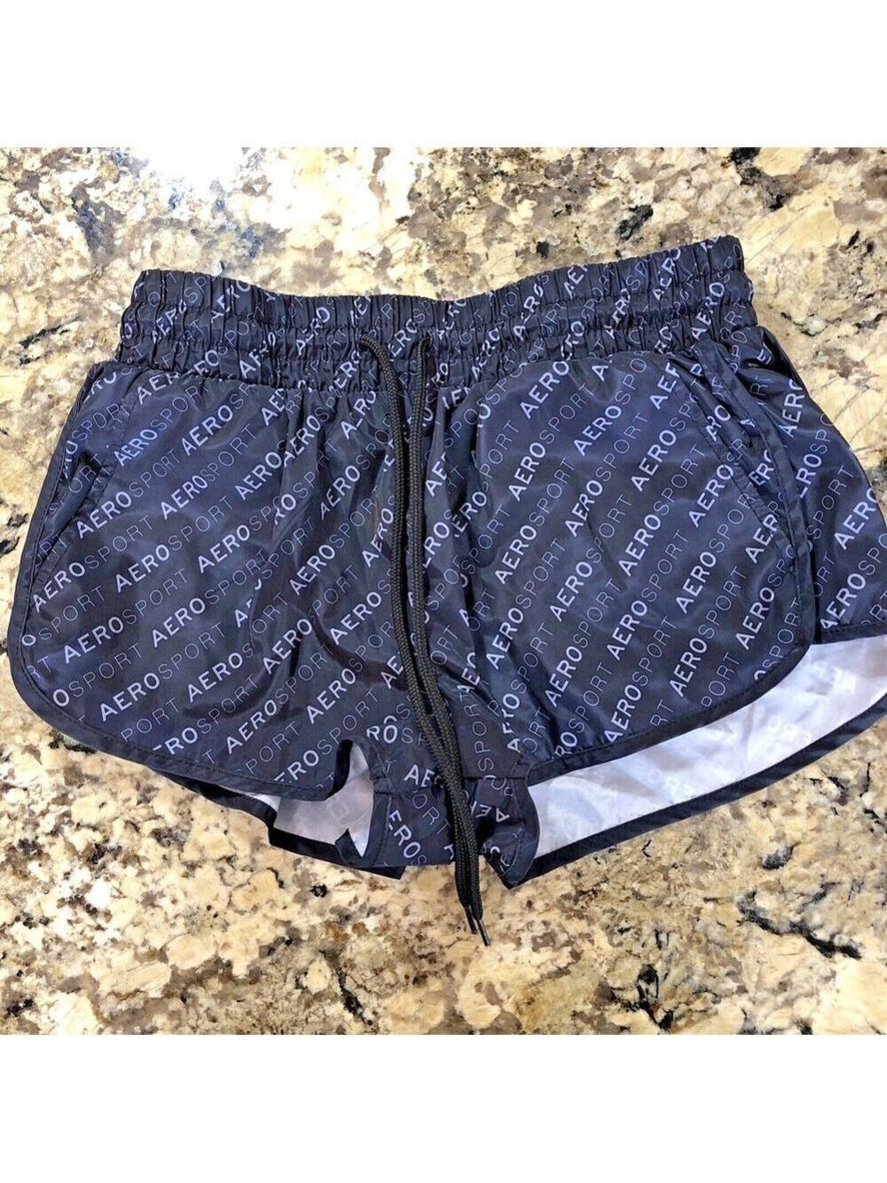 Size Small Aeropostale Sport Womens Shorts Lined Undergarment Drawstring Black